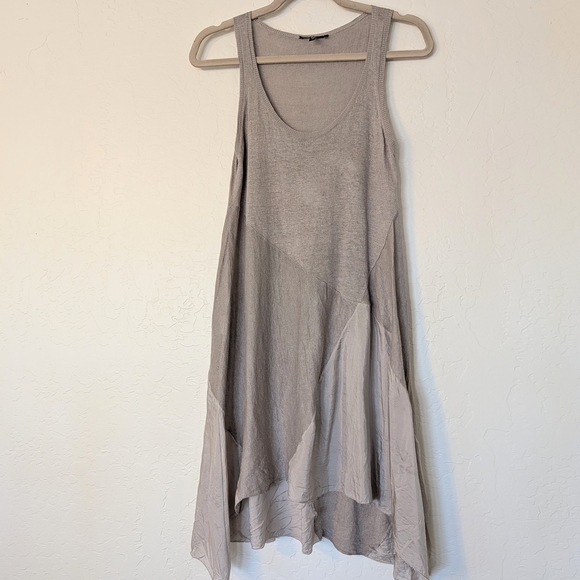 Eileen Fisher Linen Silk Blend Sleeveless High-Low Stretchy Gray Dress Lagenlook - Picture 1 of 7
